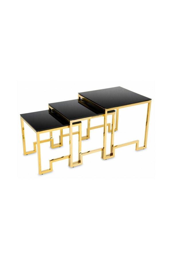 Hitit Dekorasyon Foster Gold Metal Cam Yan Sehpa - Image 1