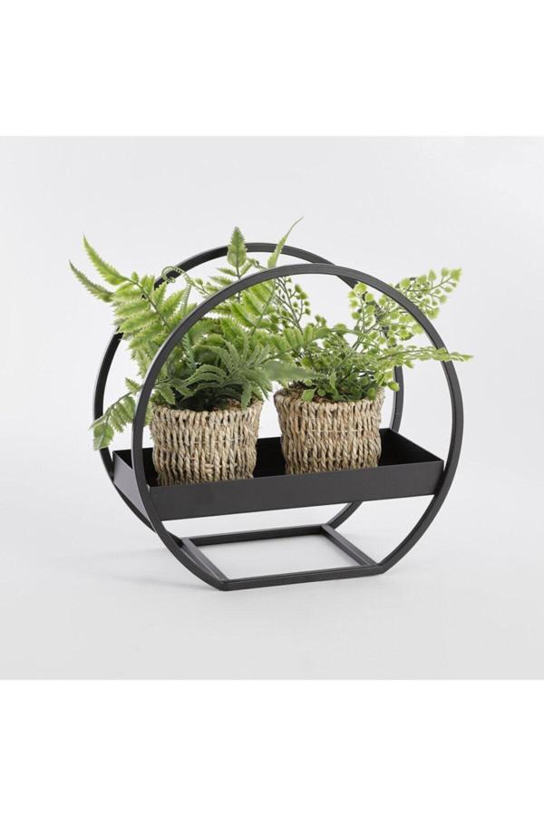 Hitit Dekorasyon Dontel Siyah Metal Saksılık - Image 1