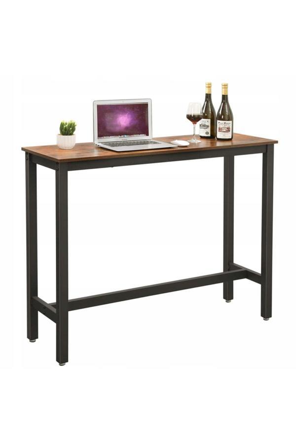 Hitit Dekorasyon Baro Siyah Metal Ahşap Yemek Masası Yüksek 100X40X90 - Image 1