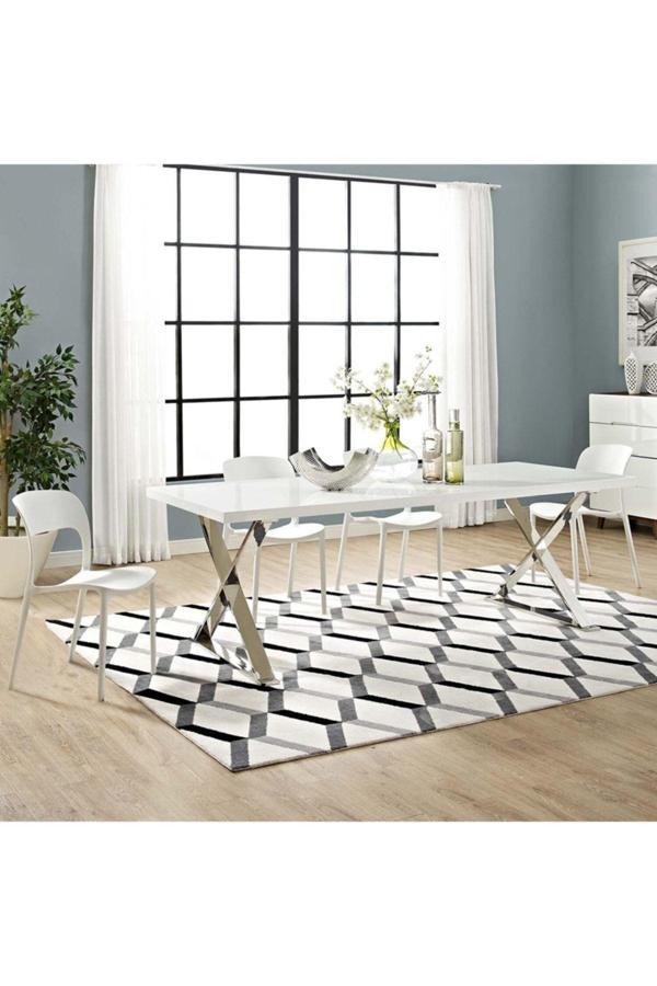 Hitit Dekorasyon Shine Paslanmaz Metal Yemek Masası - Image 1