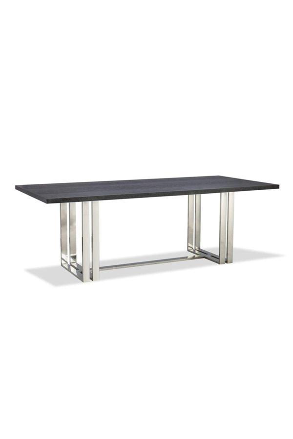 Hitit Dekorasyon Lenno Paslanmaz Metal Ahşap Yemek Masası - Image 1