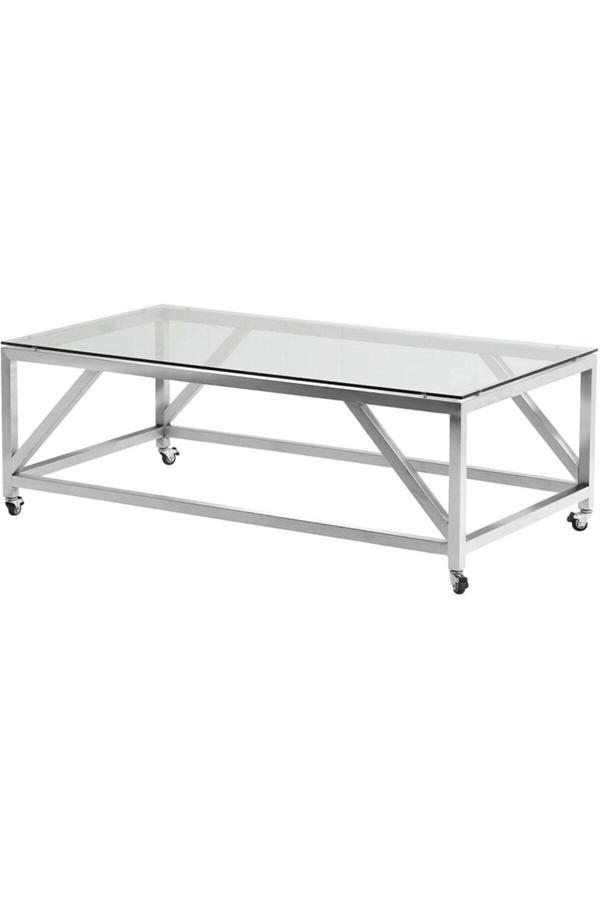 Hitit Dekorasyon Nessa Paslanmaz Metal Tekerlekli Orta Sehpa - Image 1