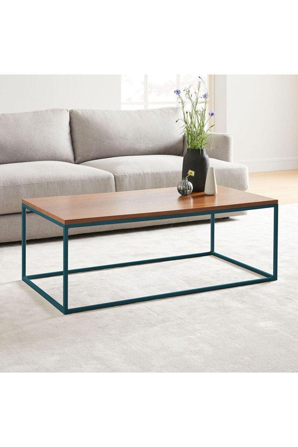 Hitit Dekorasyon Stream Metal Orta Sehpa Pantone Ayak Ceviz Tabla - Image 1