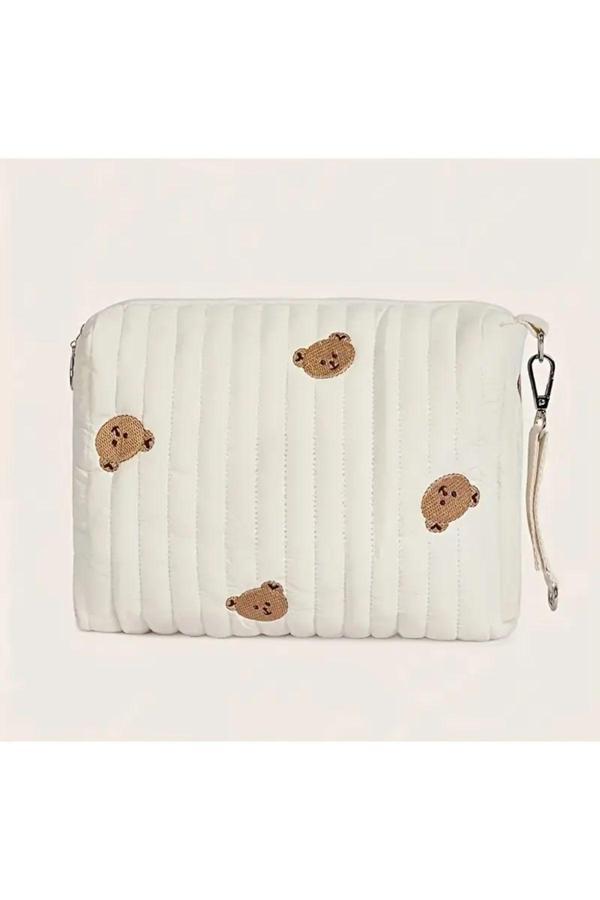 My Balli Store Sevimli Ayı Nakışlı Kore Tarzı Bebek Bezi Çantası,Su Geçirmez Orginizer Çanta - Image 1