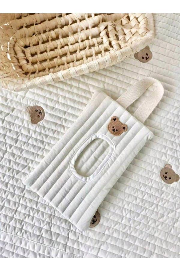 My Balli Store Ayicik Desenli Kumaş Bebek Islak Mendil Çantasi - Image 1