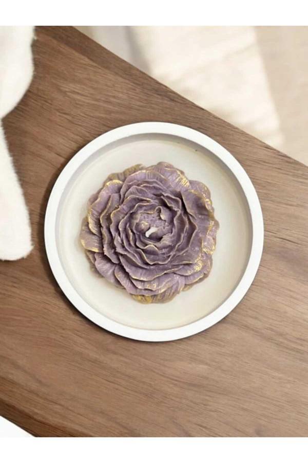 El Yapımı Şakayik Çiçeği Şekilli Kase %100 Vegan Soya Mumu - Image 1