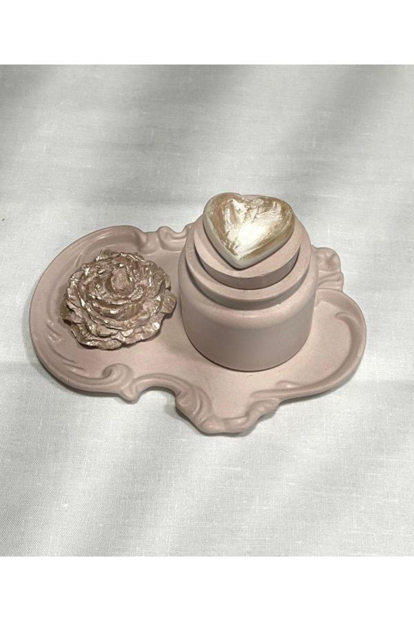 My Balli Store Kavanoz Soya Mumu& Şakayik Koku Taşı(Pudra Pembe) - Image 1