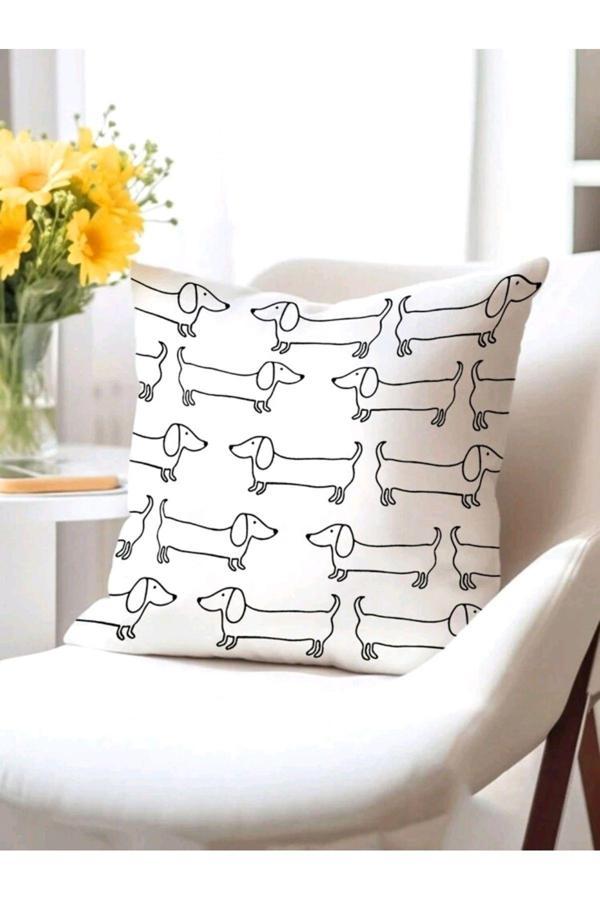 My Balli Store Sosis Köpek Desenli Kırlent Kılıfı (45×45) - Image 1