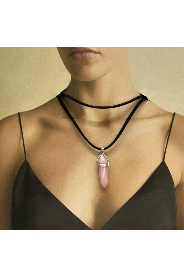 My Balli Store Doğal Taş Pembe Kolye -  Karanlıkta Parlar - Image 1