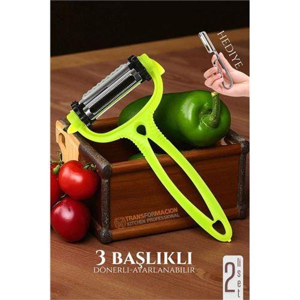 3 Bıçaklı Soyacak Seti - Sebze Soyacağı Profesyonel Paslanmaz Çelik 2 li SET - Image 1