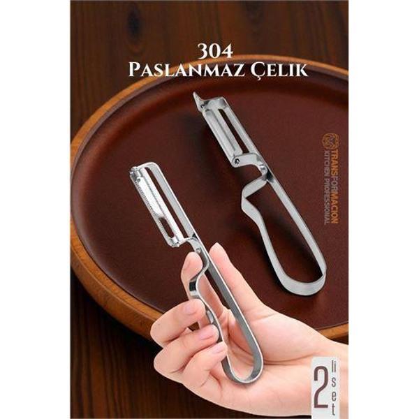 Soyacak Seti- Sebze Soyacağı Profesyonel Paslanmaz Çelik 2 li SET - Image 1