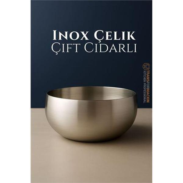 Çift Cidarlı Kase - Inox Çelik Kase  18 cm - Image 1