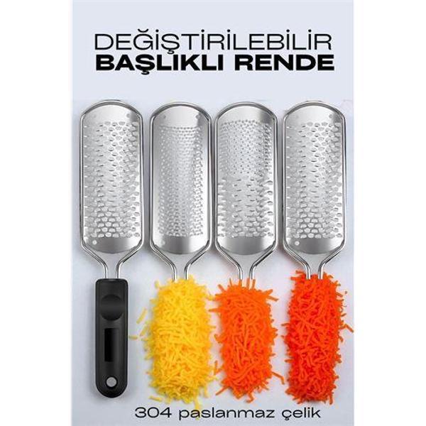 Modacar Rende 3 Değiştirilebilir Başlıklı Profesyonel 304 Çelik El Rendesi - Image 1