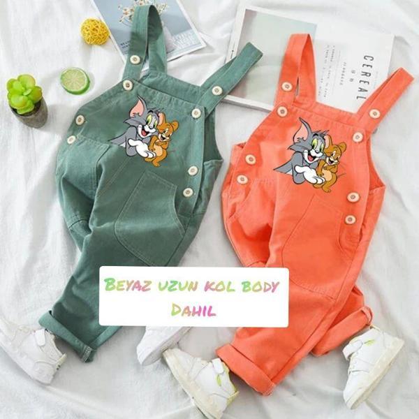 MODAVALS TOM & JERRY NAKIŞLI UNISEX KARDEŞ KOMBİN BAHÇIVAN TULUM & SWEAT SET - YEŞİL - Image 1