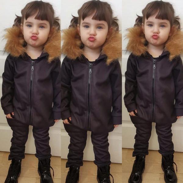 MODAVALS İTHAL KÜRKLÜ 3 İP ŞARDONLU UNISEX BEBEK VE ÇOCUK TULUM - KAHVE - Image 1