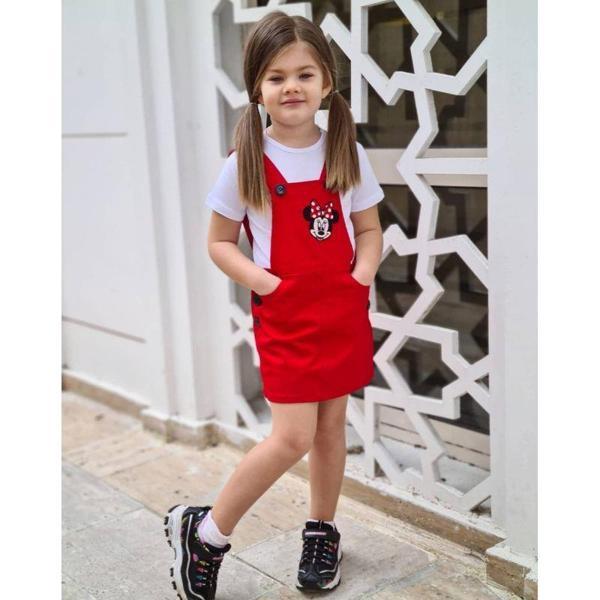 MODAVALS GABARDİN KARDEŞ KOMBİN MINNIE SLOPET & TSHIRT KOMBİN - KIRMIZI - Image 1