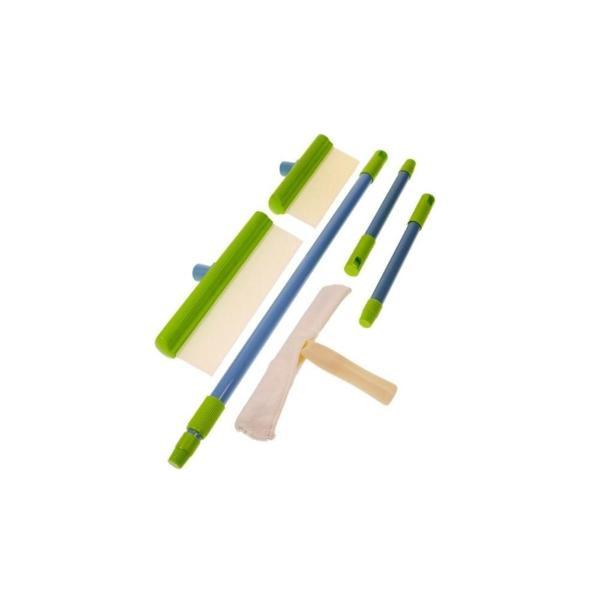 Cam Temizlik Kiti, Silikon Su Çekme Aparatı, Mikrofiber Bezli Başlık, Uzatma Sapı - Image 1