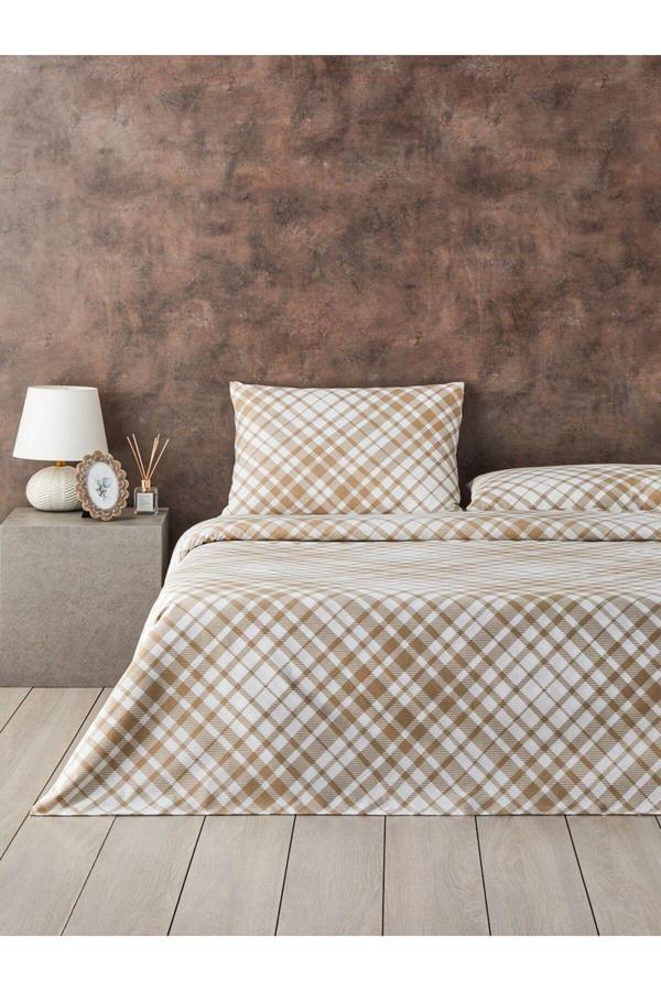 English Home Mono Check Nevresim Takımı Tek Kişilik Bej - Image 1