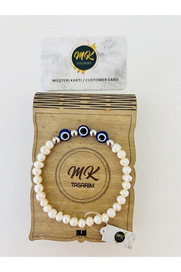 GERÇEK İNCİ NAZAR BONCUĞU BİLEKLİK | ÖZEL KUTUSUNDA | MÜŞTERİ KARTLI MK.002.002 - Image 1