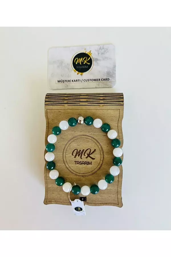 Aytaşı Yeşil Akik Taşı Bileklik Mk.021.008 - Image 1
