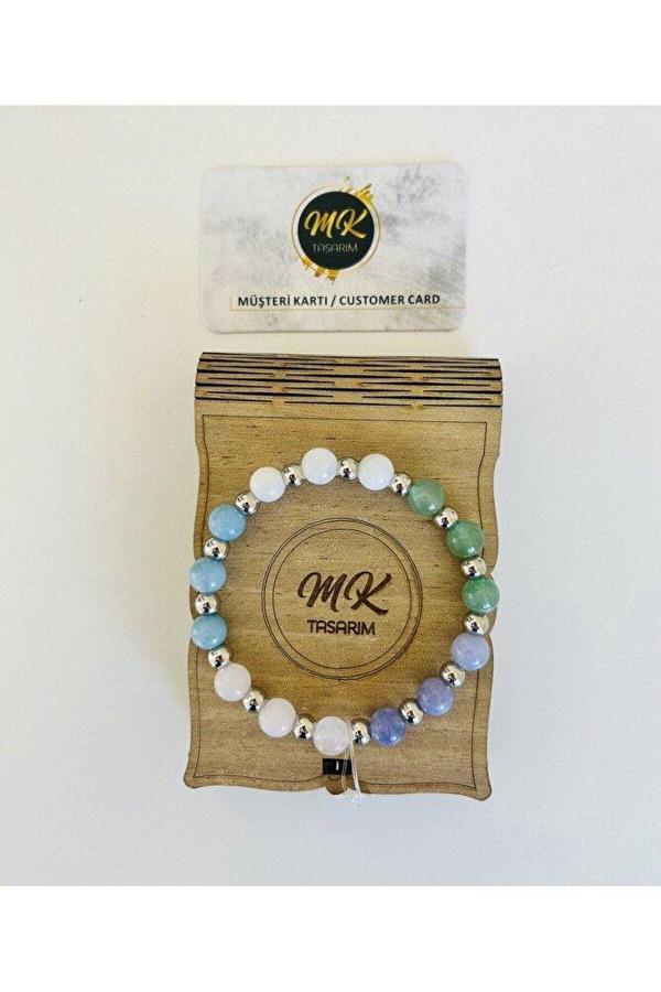 GERÇEK MAVİ-PEMBE- MOR KUVARS-AVENTURİN-AYTAŞI BİLEKLİK MK.023.003 - Image 1