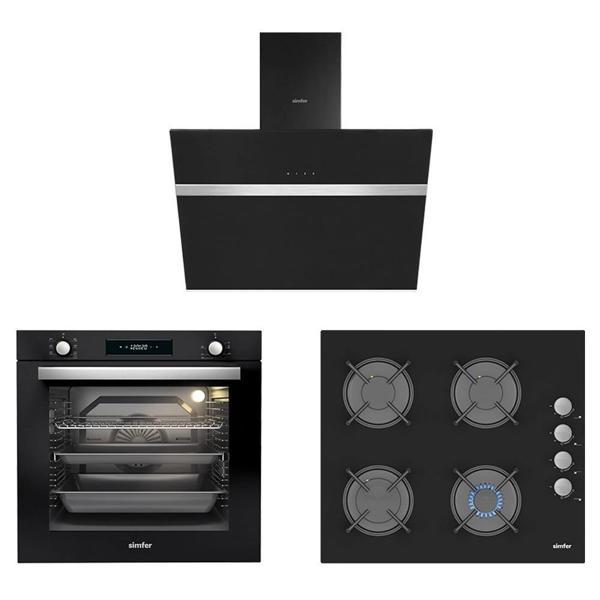 Simfer 8 Fonksiyon Siyah Multi Turbo Dijital 3'lü Ankastre Set (7381 Fırın + 3500 Ocak + 8611 Davlumbaz) - Image 1