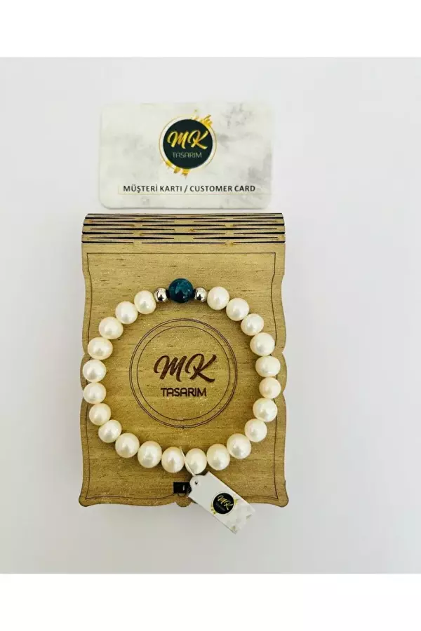 Gerçek Inci -gerçek Apatit Taşı Bileklik Mk.010.006 - Image 1