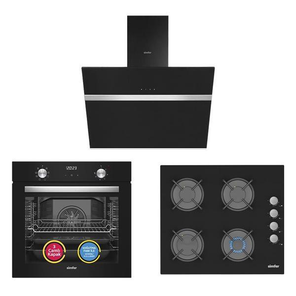 Simfer 9 Fonksiyon QS Dijital Siyah 3'lü Ankastre Set(8208 Fırın + 3500 Ocak + 8611 Davlumbaz)) - Image 1