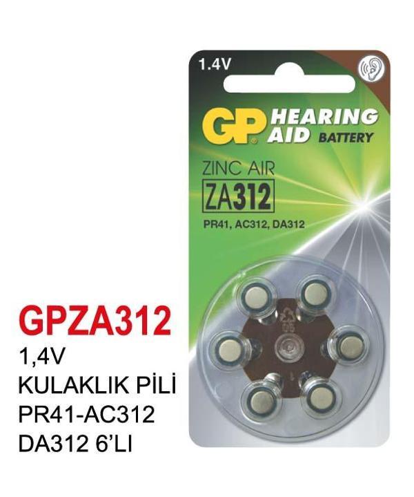 1,4V KULAKLIK PİL PR41-AC312 DA312 6’LI - Image 1