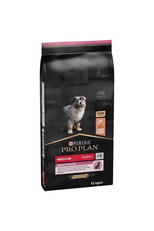 Pro Plan Medium Puppy Somonlu 12kg Sensitive Skin Somonlu Medium Puppy Orta Irk Yavru Köpek Maması - Image 1