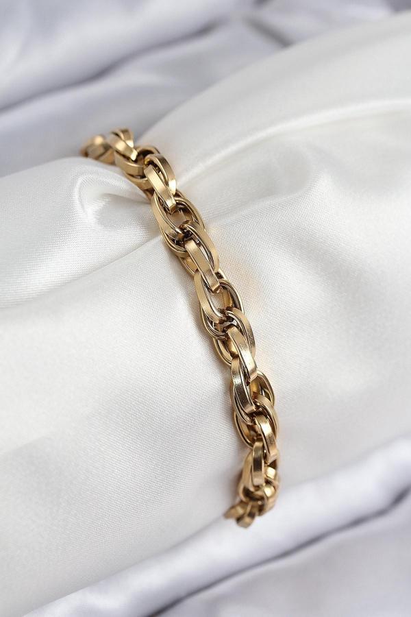 316L Çelik Örgü Model Gold Renk Kadın Bileklik 7833 - Image 1
