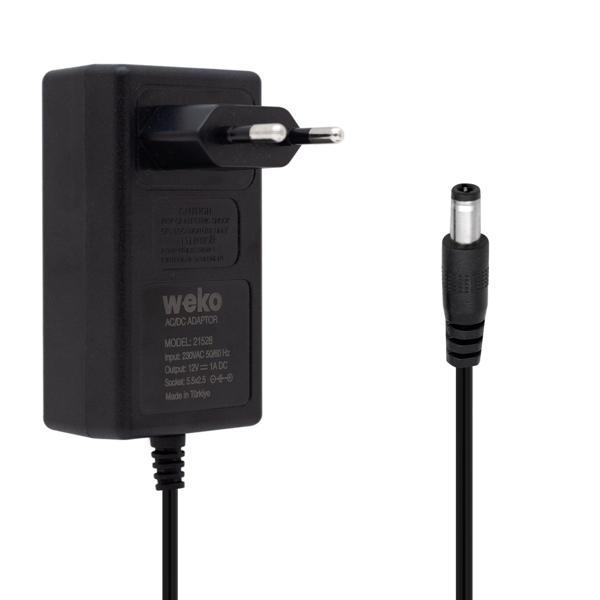 12 VOLT - 1 AMPER 5.5*2.5 UÇLU YERLİ ÜRETİM PLASTİK GENİŞ IŞIKLI KASA PRİZ TİPİ ADAPTÖR (2818) - Image 1