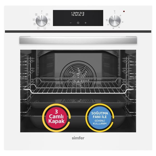 Simfer 8209 Ankastr QS 9 Fonk Beyaz Cam Power Turbo Dij Saat - Image 1