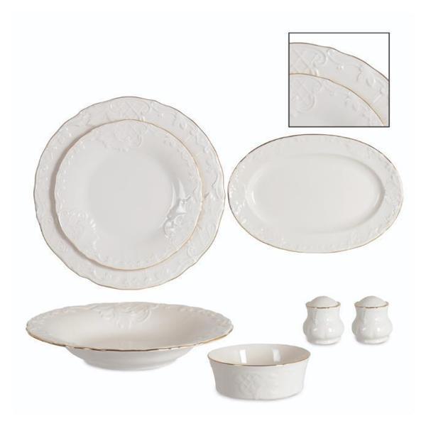 İpek Cream Yaldızlı 24 Parça Yemek Takımı ROS-28 - Image 1