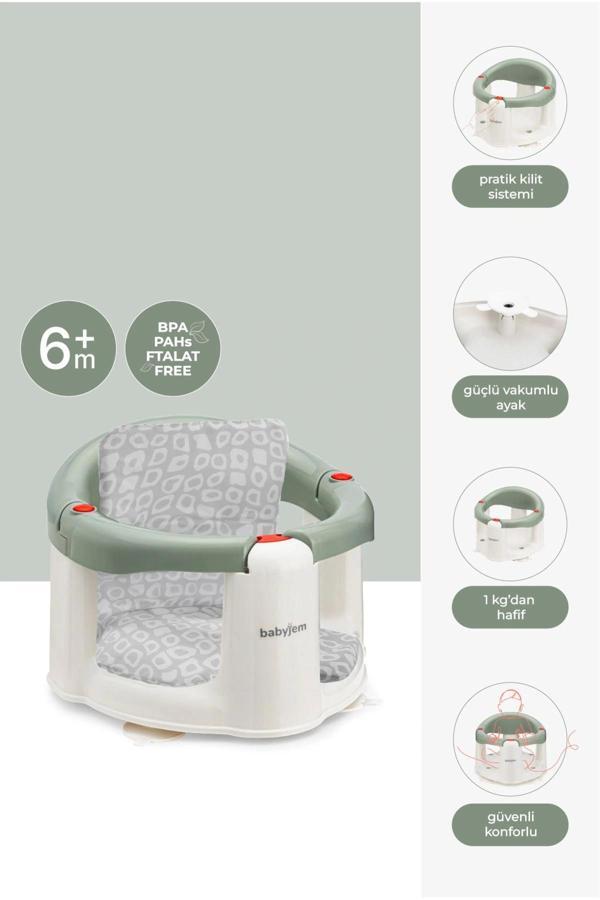 Babyjem Önden Açılır Mama Sandalye Oturağı Ve Minderi - 2 ' Li Set Soft Yeşil - Image 1