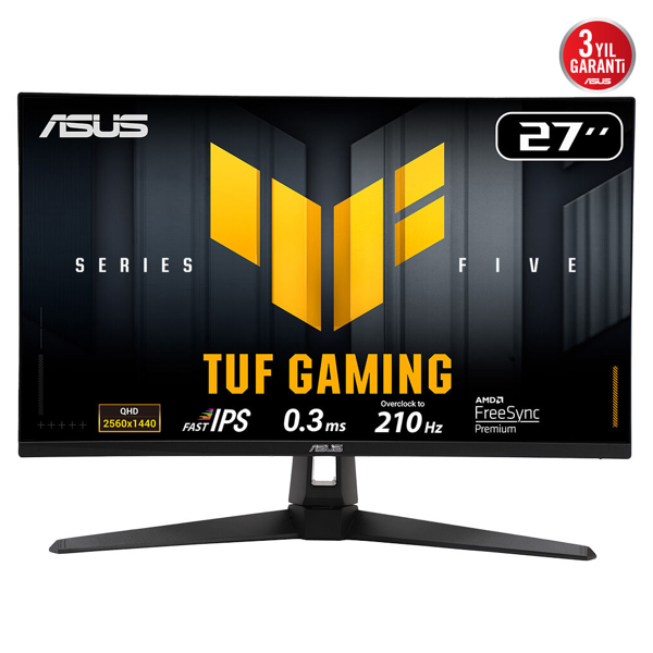 ASUS TUF GAMING VG27AQ5A 27" 0.3ms, 210Hz, QHD, DP, 2xHDMI, USB, Hoparlör, Fast IPS LED, ELMB Sync Premium, GAMING  - Image 1