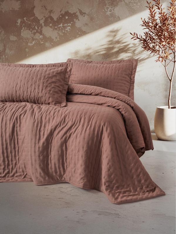 Cotton Box Serra Çift Kişilik Yatak Örtüsü Niva Gül Kurusu - Image 1