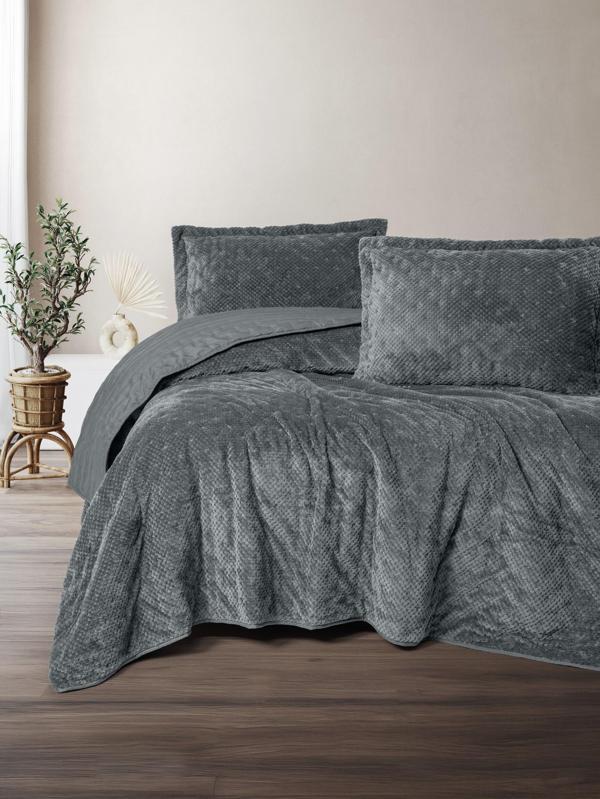 Cotton Box Softnest Tek Kişilik Yatak Örtüsü Boleta Koyu Gri - Image 1