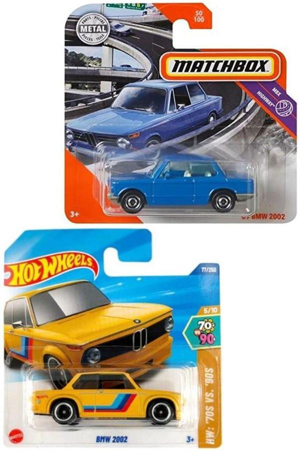 2 Araç Set - Matchbox Bmw 2002 - Mavi & Hot Wheels Bmw 2002 - Sarı (1/64) - Image 1
