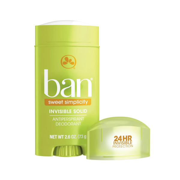 Ban Invisible Antiperspirant Deo Sweet Simplicity Solid Stick 2.6 0z 73 gr - Image 1