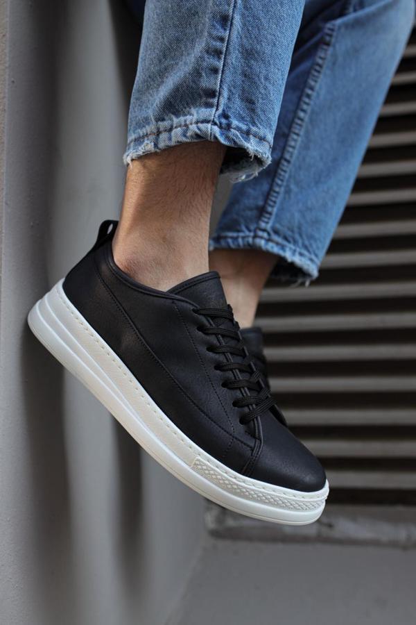 Knack Sneakers Ayakkabı 010 Siyah (Beyaz Taban) - Image 1
