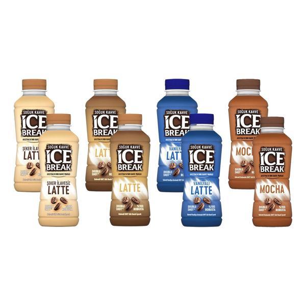 Ülker Ice Break Latte 375 ml 8 li Karma (Latte-Vanilya-Şekersiz Latte-Mocha) - Image 1