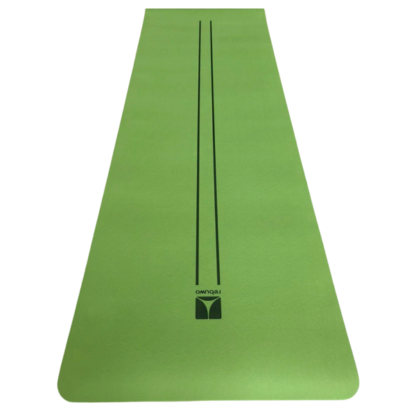 Rebuwo Çift Çizgi Tasarımlı TPE Yoga Pilates Matı 6mm Kaymaz Hafif Taşınabilir - Koyu Yeşil - Image 1