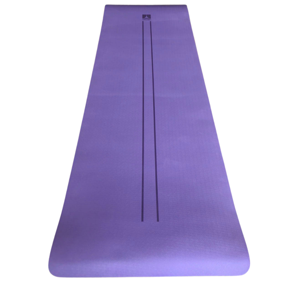 Rebuwo Çift Çizgi Tasarımlı TPE Yoga Pilates Matı 8 mm Kaymaz Hafif Taşınabilir - Koyu Lila - Image 1