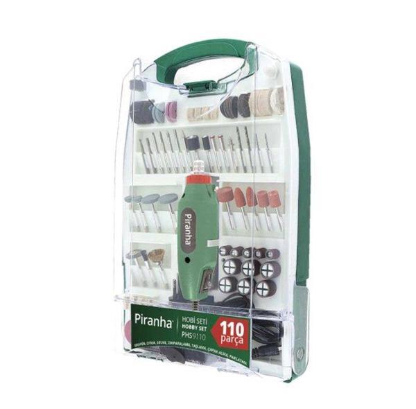 Piranha 110 Parça Mini Taşlama Hobi Gravür Seti - Image 1