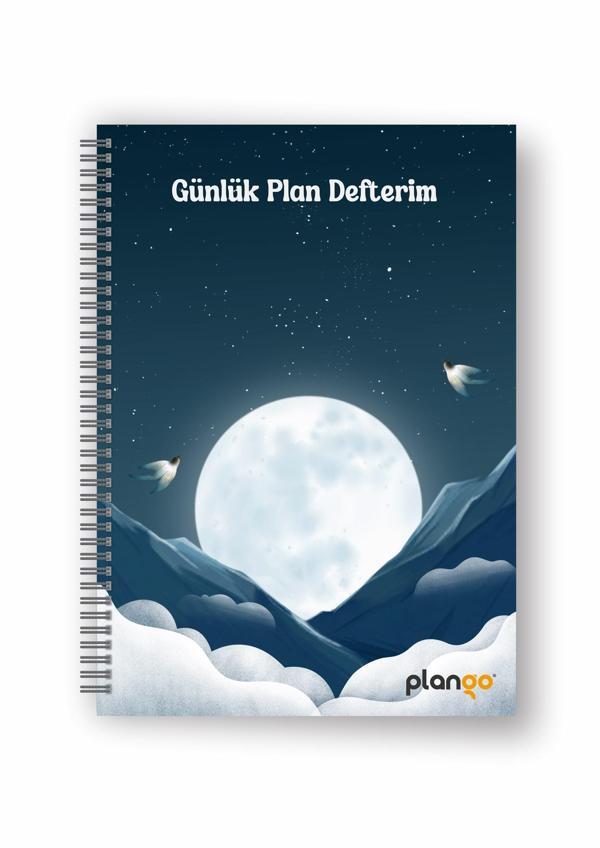 Ay ve Bulutlar Spiralli Günlük Planlama Defteri - Planlayıcı Defter - Image 1