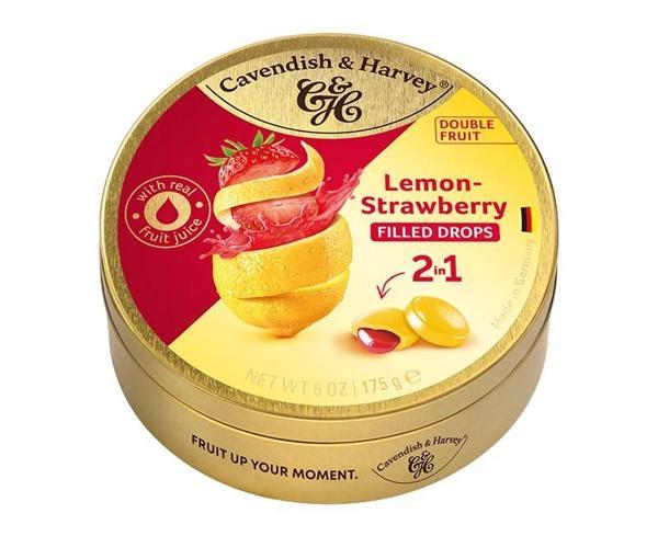 Cavendish & Harvey Double Fruit Drops Çilek Dolgulu Limon Aromalı Şeker - Image 1