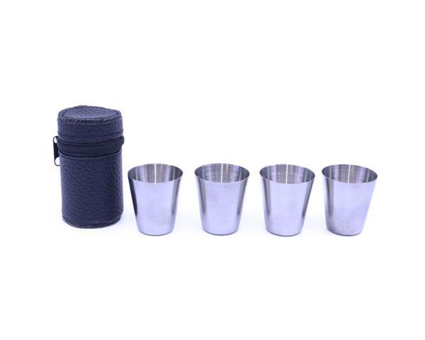 4 Adet Paslanmaz Çelik Shot Bardağı ve Taşıma Çantası Seti - Image 1