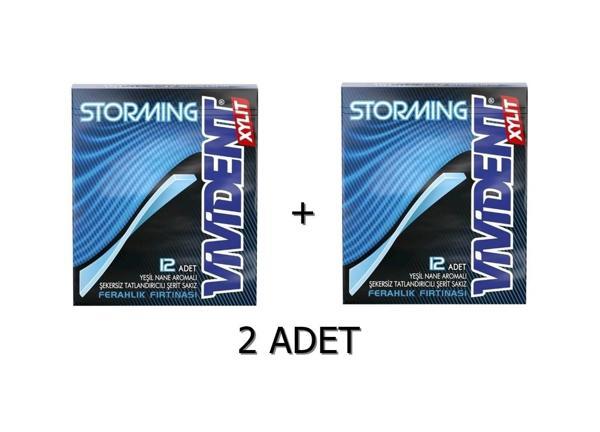 Vivident Storming Yeşil Nane Aromalı Şekersiz-Tatlandırıcılı Şerit Sakız 33g (2 ADET) - Image 1