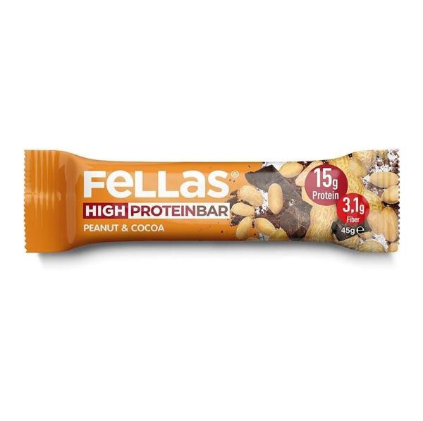 Fellas Yüksek Protein Bar - Yer Fıstıklı ve Kakaolu 45g - Image 1